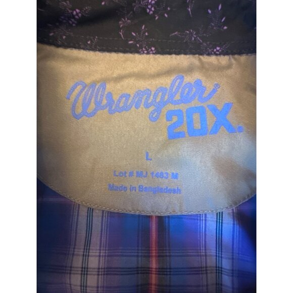 Wrangler 20X Ranch Rodeo Cowboy Mens Plaid Long Sleeve Western Shirt Large - Picture 2 of 5